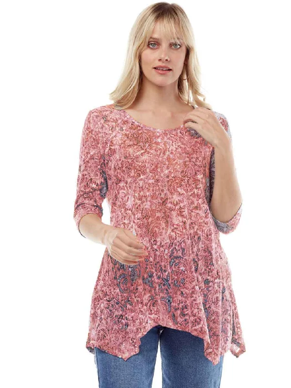 Tianello "Valencia" Print Cotton Burnout Asbury Tunic