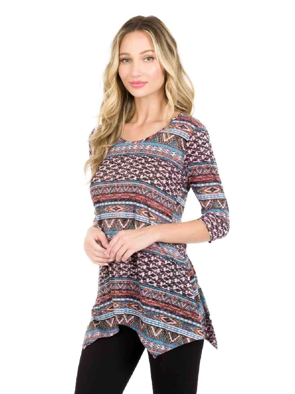 Tianello "Zuni" Print Cotton Burnout Asbury Tunic