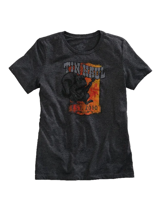 WOMENS SQUIRREL PLAYING BANJO  DARK GREY SHORT SLEEVE T-SHIRT