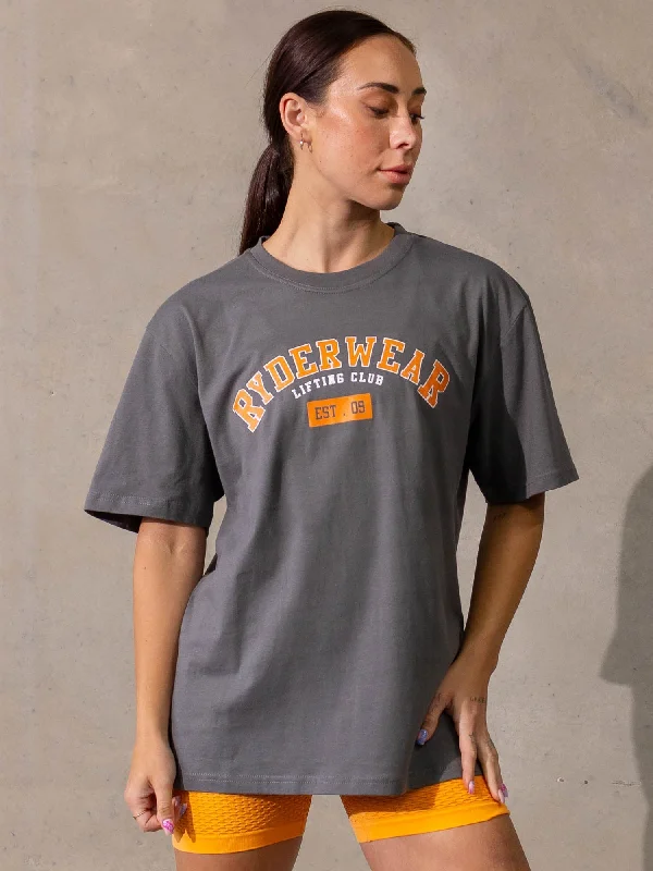 Varsity Oversized T-Shirt - Charcoal