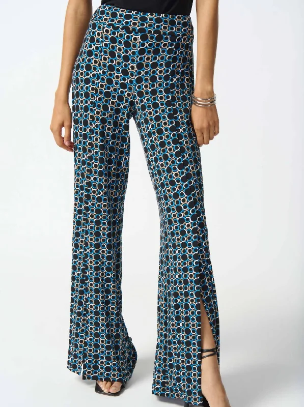 Geometric Print Pull On Pants In Black/multi