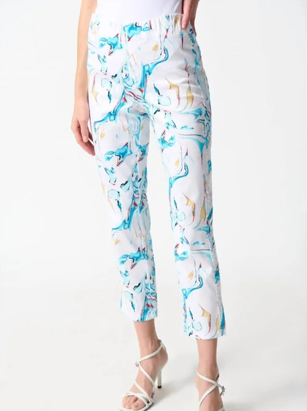 Marbled Print Pants In Multi