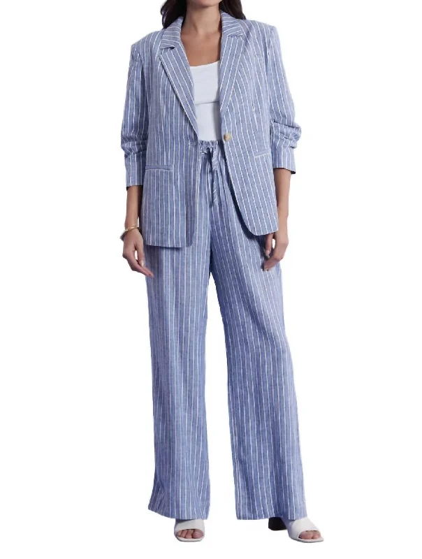 Palmer Bermuda Stripe Pant In Blue,white