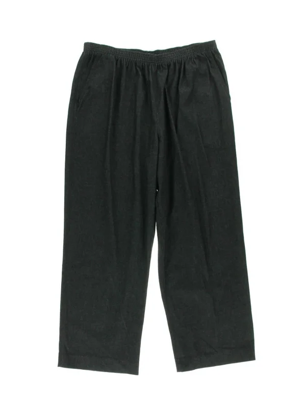 Plus Womens Flat Front Pull On Casual Pants