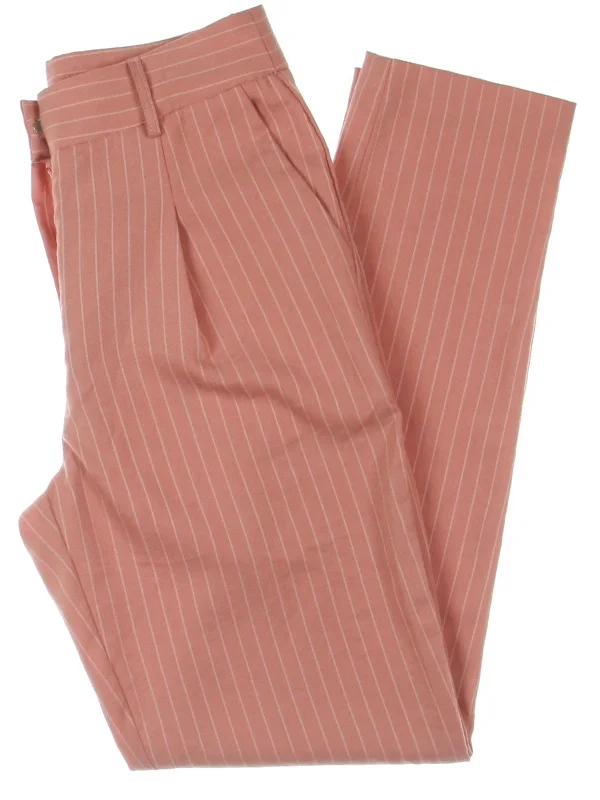 Womens Striped High Rise Ankle Pants