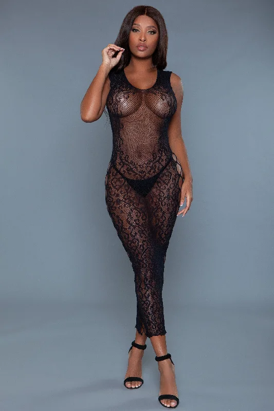 Fallen For You Fishnet Maxi Dress