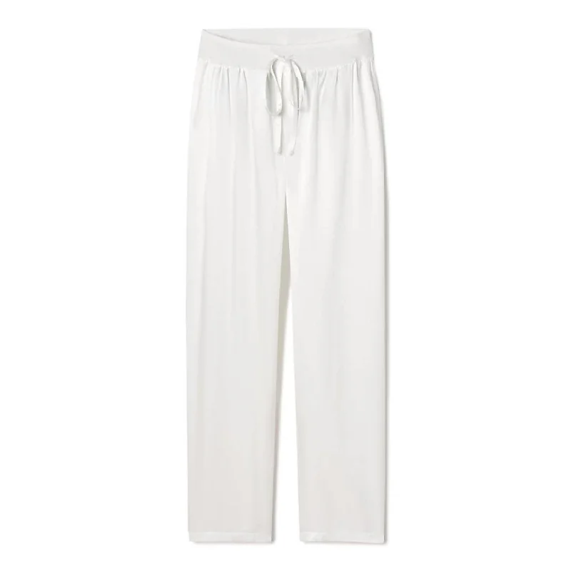 Jolie Satin Pant With Draw String In Pearl